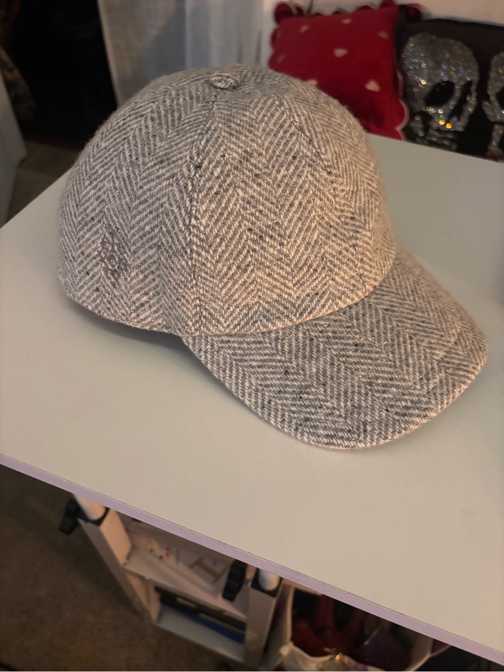Eleventy Gray Herringbone Wool Cap